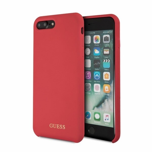 Чехол Guess Silicone collection Gold Logo IPhone 7 Plus/8 Plus, красный