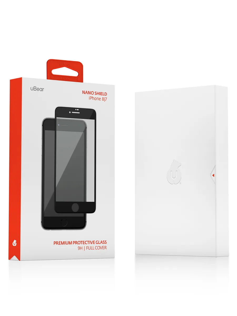 Защитное стекло uBear iPhone SE 2020/8/7 Nano Shield, черная рамка