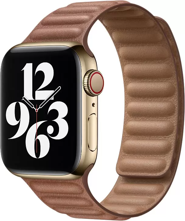 Ремешок Apple Watch 44mm Saddle Brown Leather Link Large (MY9J2ZM/A), золотисто-коричневый