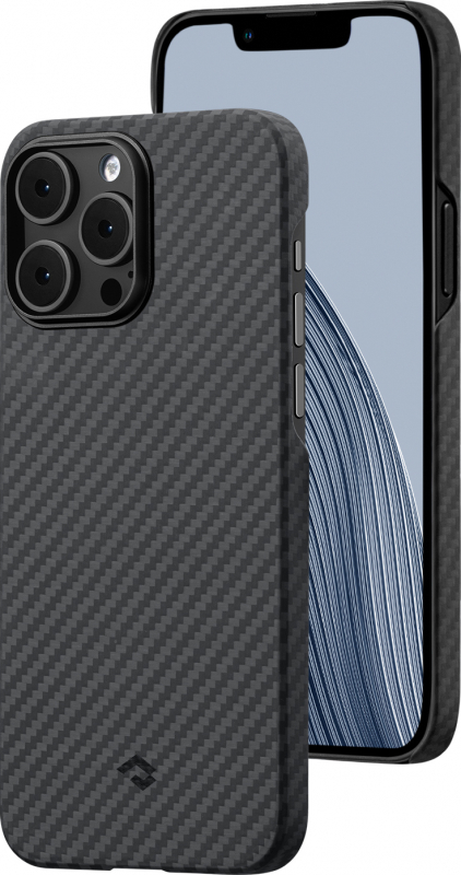 Чехол Pitaka iPhone 14 Pro Max MagEZ Case, узкое плетение 600D, черно-серый 1