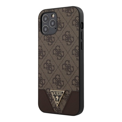 Чехол Guess 4G Triangle metal logo для iPhone 12 Pro Max, коричневый