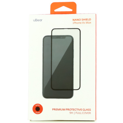 Защитное стекло uBear iPhone Xs Max Nano Full Cover Premium Glass, черная рамка