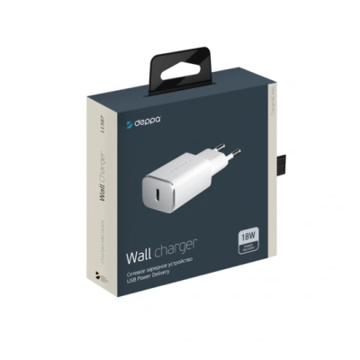 СЗУ Deppa USB Type-C, Power Delivery, 18/20Вт, белое