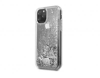 Чехол Guess IPhone 11 Pro Glitter Liquid hard case, прозрачный/серебряный