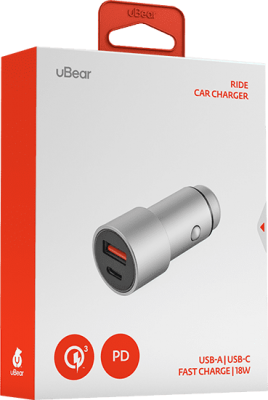 Автомобильное ЗУ uBear USB-C+USB A (PD, QC 3.0) (CC04GR01-AD) серый