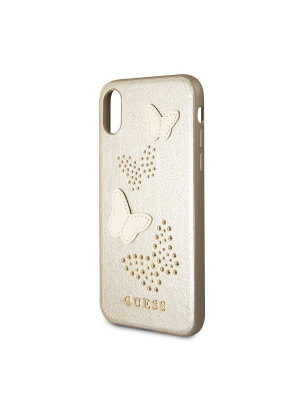 Чехол Guess iPhone X Studs&Sparkles Hard PU/Butterflies