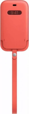 Чехол Apple Leather Sleeve with MagSafe для iPhone 12 mini (MHMN3ZE/A), розовый цитрус