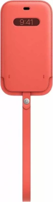 Чехол Apple Leather MagSafe для iPhone 12/12 Pro (MHYA3ZE/A), розовый цитрус