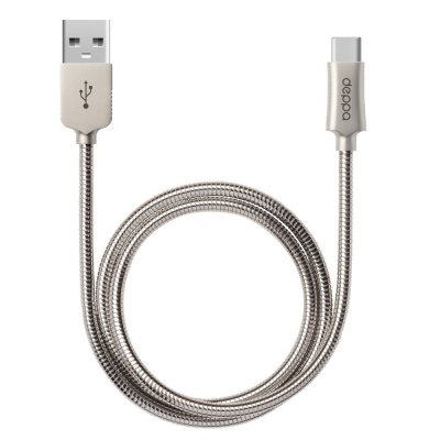 Дата-кабель Deppa Metal USB - Type-C 1,2 m стальной