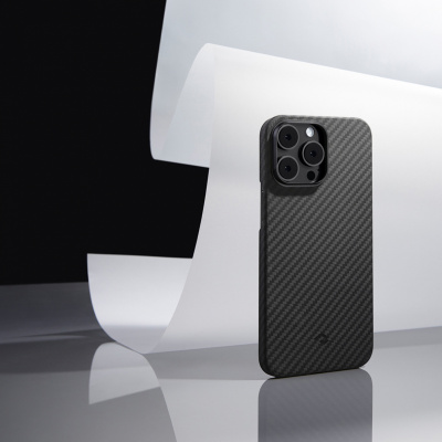 Чехол Pitaka iPhone 14 Pro Max MagEZ Case, узкое плетение 600D, черно-серый 3